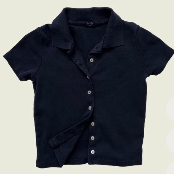 Brandy Melville Navy Caroline Polo Top - Picture 1 of 3